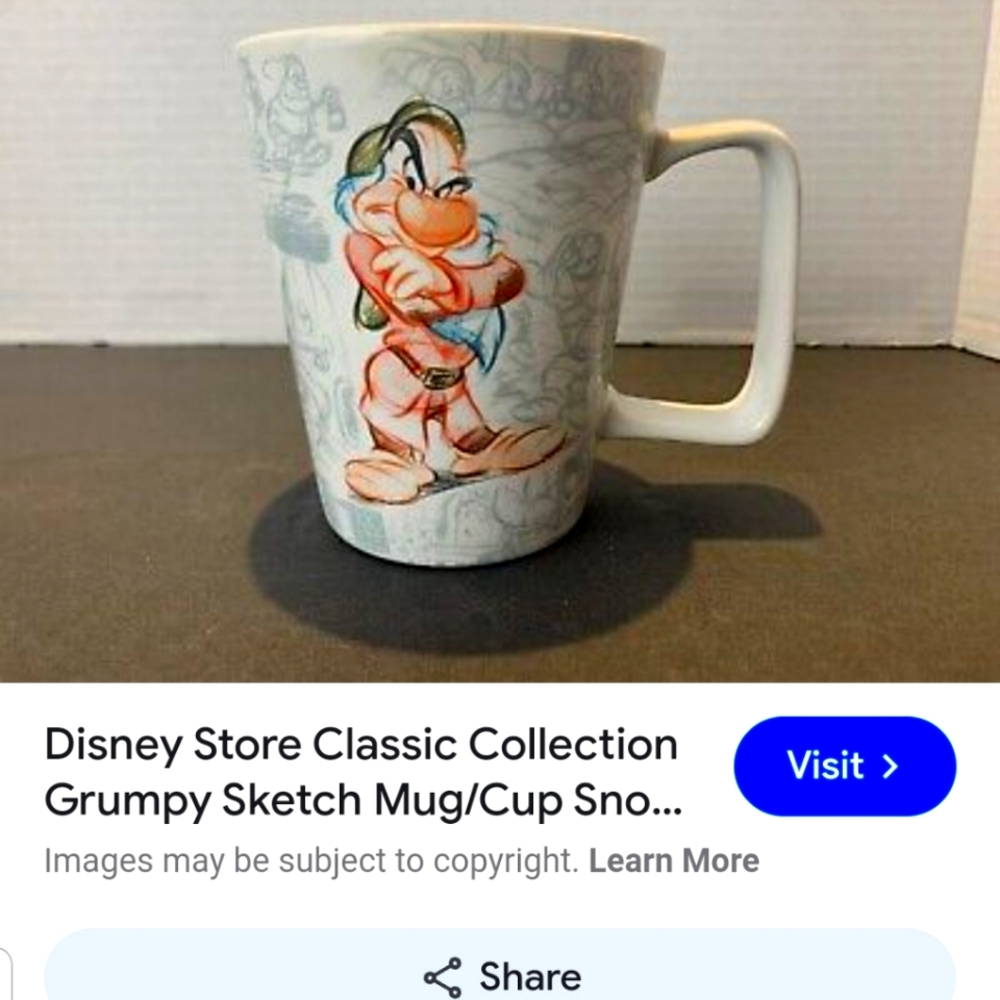 Disney Store Classic Collection Grumpy Sketch Mug-Snow White